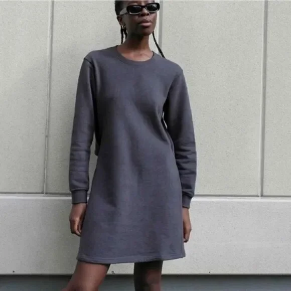 Thakoon open back sweatshirt dress SZ Small- NEW - grey- terry